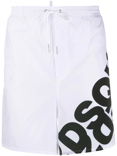 Dsquared2 Logo-print Long-length Swim Shorts In White