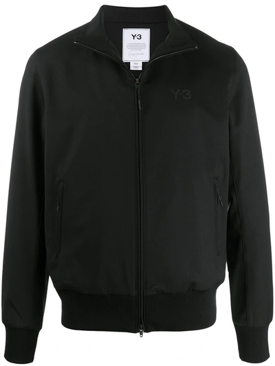 Y-3 High Collar Logo Embroidered Jacket In Black