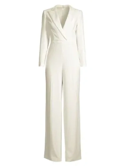 Jay Godfrey Roland V-neck Long-sleeve Tuxedo Jumpsuit In Light Ivory