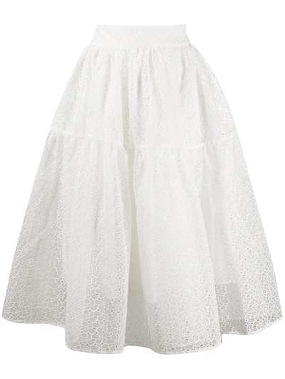 Shrimps Ray Broderie-anglaise Organza Skirt In White