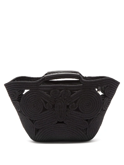 Anya Hindmarch Trivet Small Braided-rope And Leather Tote In Black