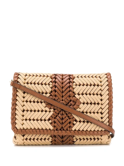 Anya Hindmarch The Neeson Woven Leather-trimmed Cross-body Bag In Neutrals