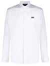 Philipp Plein Skull Embroidered Long Sleeve Shirt In White