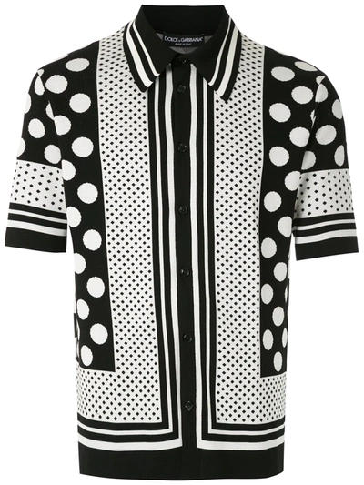 Dolce & Gabbana Polka-dots Pattern Polo Shirt In Black