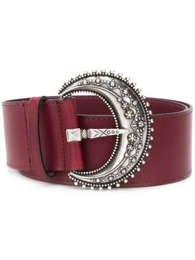 Etro Embossed Buckle Belt In Red