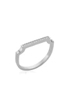 Monica Vinader Signature Thin Sterling Silver And Diamond Ring In Metallic