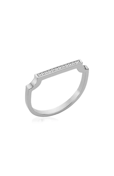 Monica Vinader Signature Thin Sterling Silver And Diamond Ring In Metallic