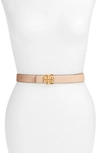 Tory Burch Kira Leather Belt In Devon Sand/gold