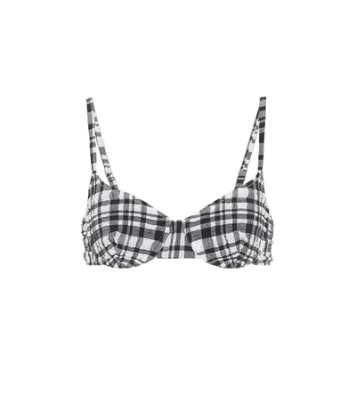 Solid & Striped Women's The Ginger Plaid Crinkle Bikini Top In Puckered Madras