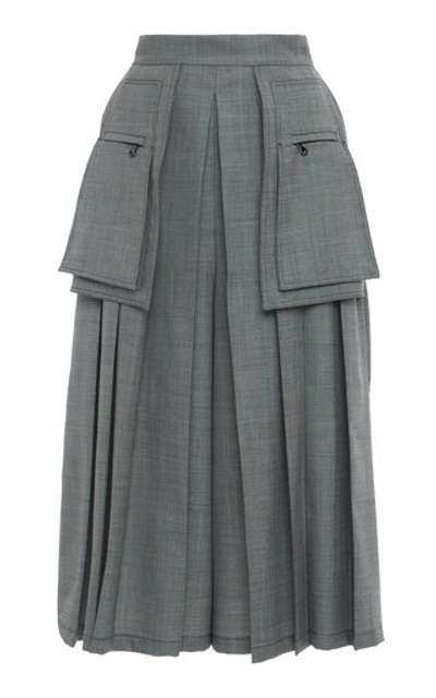 Max Mara Marmo Pleated Wool-blend Culottes In Black