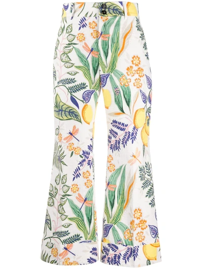 La Doublej Hendrix Printed Cropped Cotton-blend Wide-leg Pants