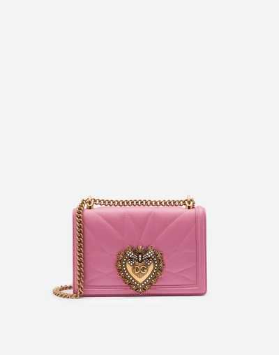 Dolce & Gabbana Medium Devotion Bag In Matelassé Nappa Colour Pink