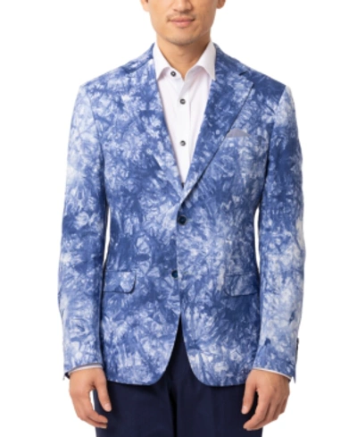 Tallia Men's Slim-fit Verdella Blue & White Sport Coat In Blue Tie Dye