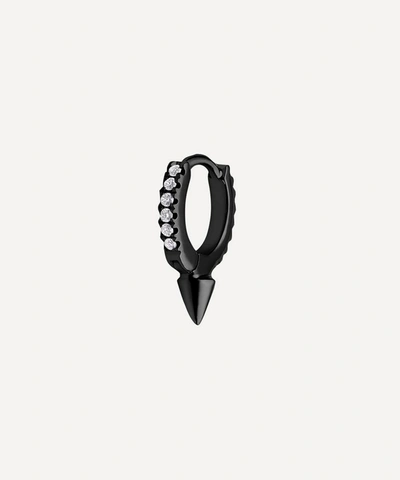 Maria Tash 18ct 6.5mm Single Spike Diamond Eternity Single Hoop Earring In Gold And Black