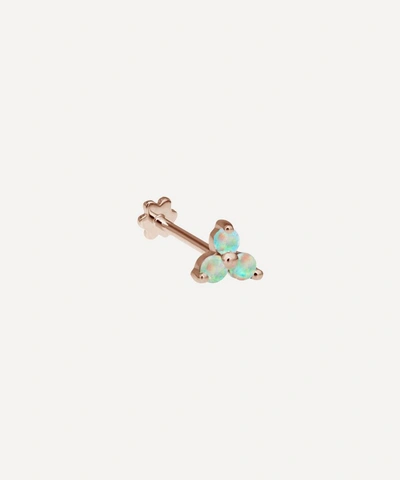 Maria Tash 14ct Large Opal Trinity Single Threaded Stud Earring In Rose Gold