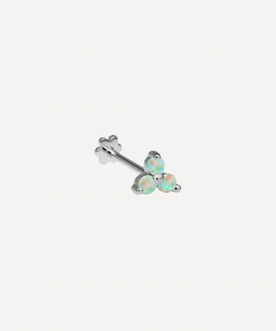 Maria Tash Large Opal Trinity Threaded Stud Earring In White Gold