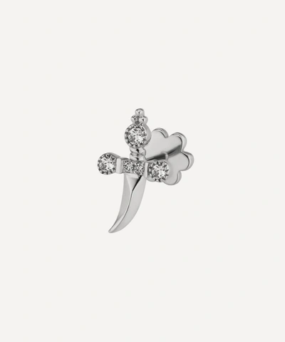 Maria Tash 18ct Diamond Trinity Hilt Dagger Single Threaded Stud Earring Left In White Gold