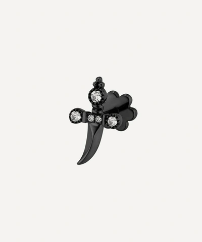 Maria Tash 18ct Diamond Trinity Hilt Dagger Single Threaded Stud Earring Left In Gold And Black
