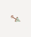 Maria Tash Opal Trinity Threaded Stud Earring In Rose Gold