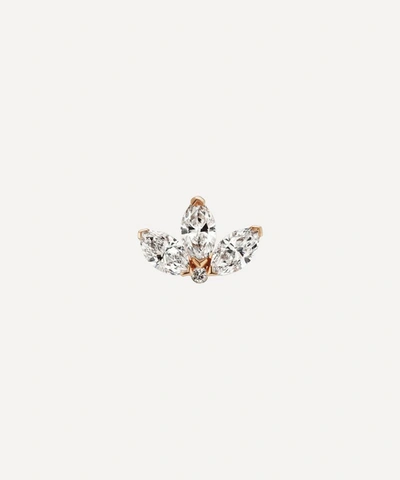 Maria Tash 18ct 4mm Diamond Engraved Lotus Single Threaded Stud Earring In Rose Gold