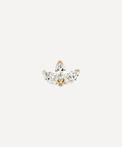 Maria Tash 18ct 4mm Diamond Engraved Lotus Single Threaded Stud Earring In Gold
