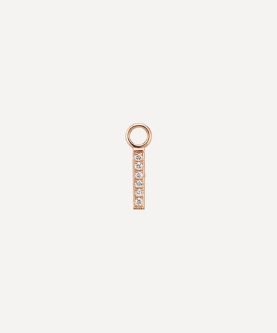 Maria Tash 18ct Diamond Pave Square Bar Charm In Rose Gold