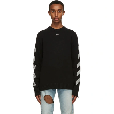 Off-white `diagonal Arrow` Crewneck Sweater In Black