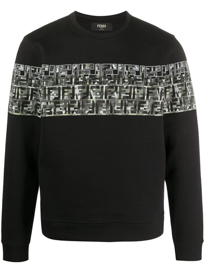 Fendi Camouflage Ff Sweatshirt In Black