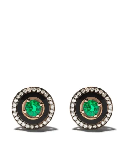 Selim Mouzannar 18kt Rose Gold Diamond Emerald Mina Earrings