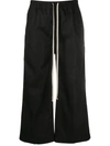 Rick Owens Drkshdw Cropped Wide-leg Trousers In Black