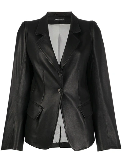 Ann Demeulemeester Single-breasted Leather Blazer In Black