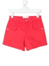 Alberta Ferretti Teen I Love You Denim Shorts In Red