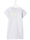 Alberta Ferretti Kids' Heart Print T-shirt Dress In Grey