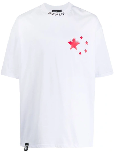 Vision Of Super Star-print Logo T-shirt In White