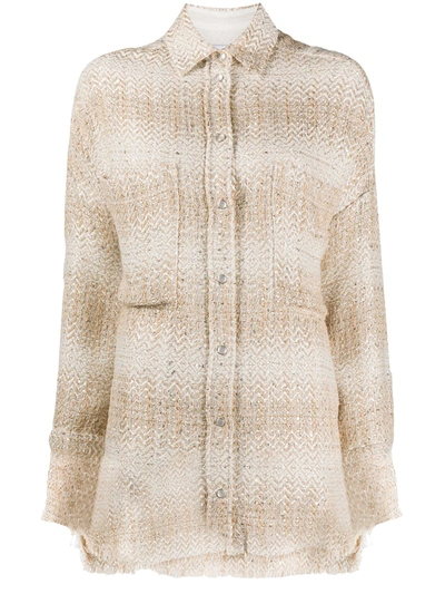 Iro Glenac Oversized Tweed Shirt In Neutrals