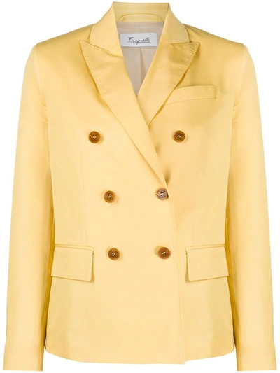 Brag-wette Fitted Double Breasted Blazer In Yellow