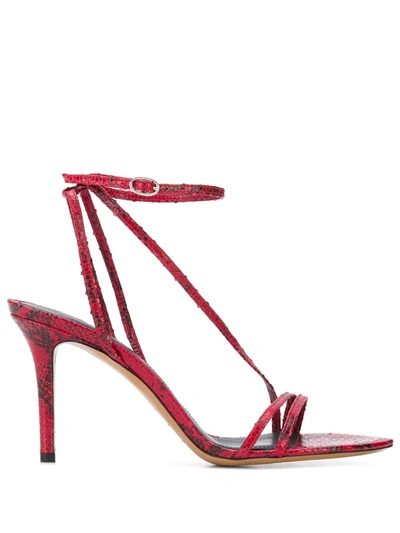 Isabel Marant Aridee Snakeskin-effect Sandals In Red