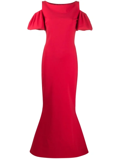 Le Petite Robe Di Chiara Boni Cut Out Shoulder Gown In Red