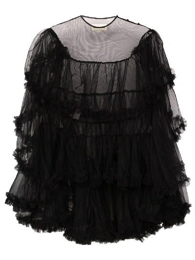 Shushu-tong Shushu/tong Ruffle Tulle Mini Dress In Black