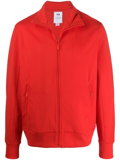 Y-3 High Collar Zipped Sports Jacket In Red