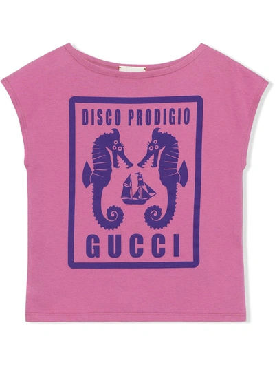 Gucci Pink Teen T-shirt With Press In Multicolor