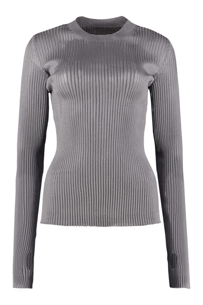 Maison Margiela Ribbed Knit Top In Grey
