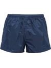 Prada Metal Nylon Swim Shorts In Blue