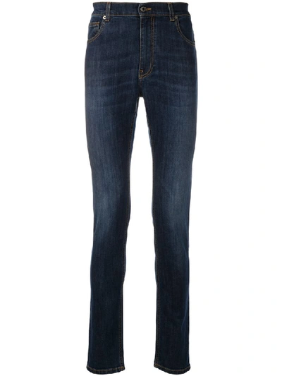 Moschino Teddy Embroidered Slim-fit Jeans In Blue