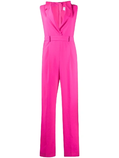 Msgm Bow-neck Sleeveless Tailored Jumpsuit In Fuxia