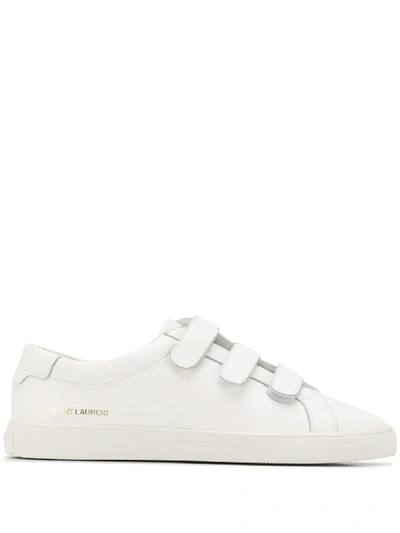 Saint Laurent 20mm Andy Leather Strappy Sneakers In White