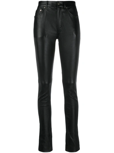 Saint Laurent Stretch-leather Skinny Trousers In Black