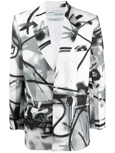 Off-white Futura Spray Print Blazer Black White