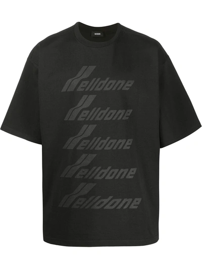 We11 Done Oversized Logo-print T-shirt In Black