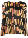 Issey Miyake Geometric-print Pleated Top In Nero Blu Multi